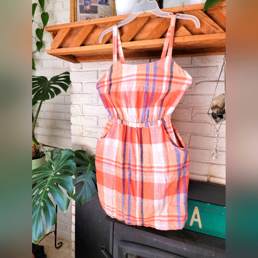 Old Navy Plaid Adjustable Dress With Pockets Xs